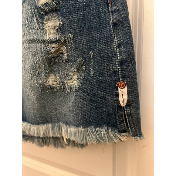 ONE x One Teaspoon Mini Denim Skirt 28 Short Distressed Academia Beachy Festival - Picture 8 of 8